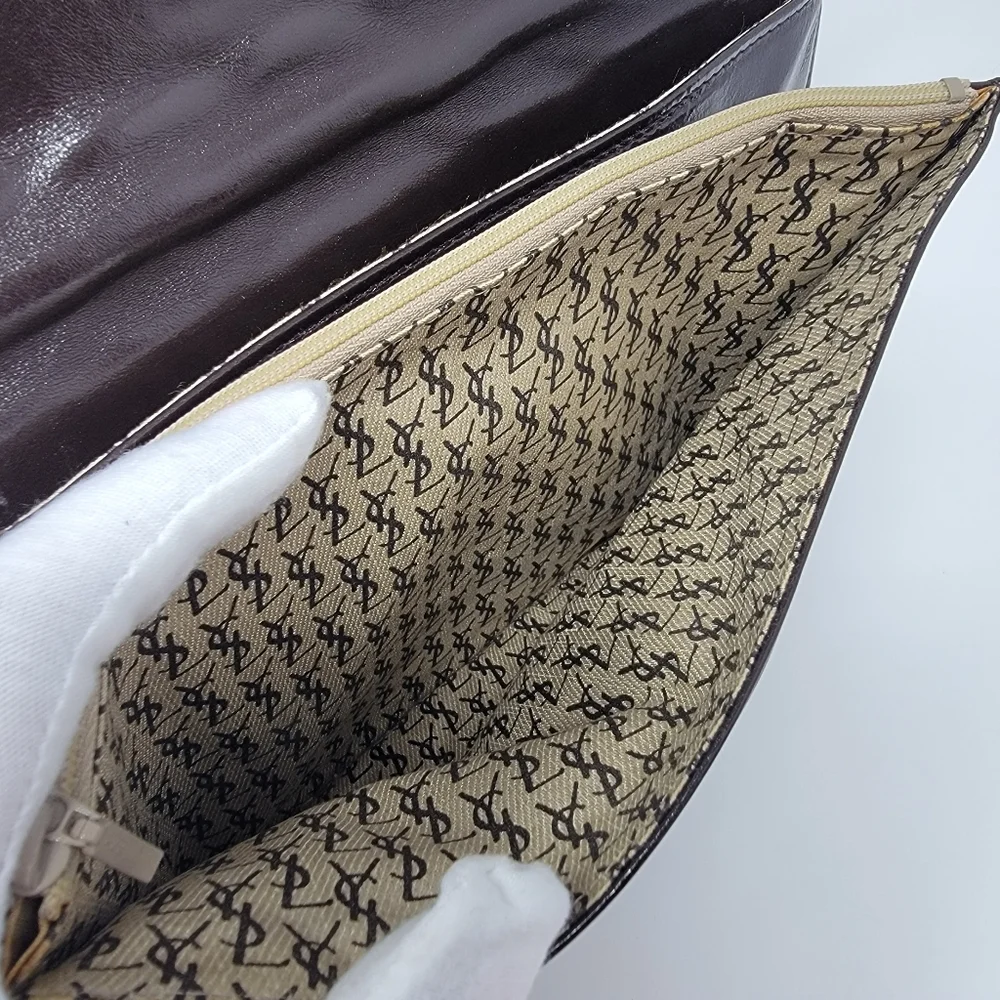 Vintage Yves Saint Laurent Chevron Quilted Leather Cutch Bag - Picture 5 of 10